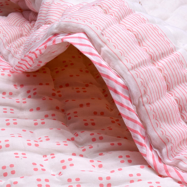 Organic Cotton Baby Quilt | Pink | Butterfly Print.