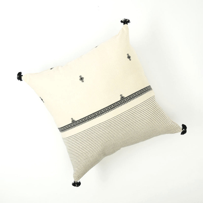 Sunset Cotton Cushion Cover | White & Black | 16x16 Inches
