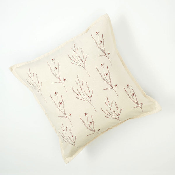 Cotton Cushion Cover | Garden Lily | Maroon | 16x16 Inches