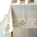 Marigold Table Cloth | Ivory & Grey | 60x90 Inches