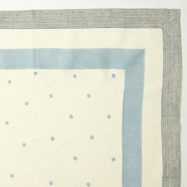 Polka Table Cloth | Ivory & Blue | 60x90 Inches