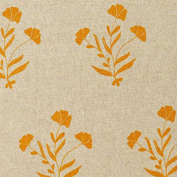 Meadow Cotton Cushion Cover | Mustard & Beige | 18x18 Inches