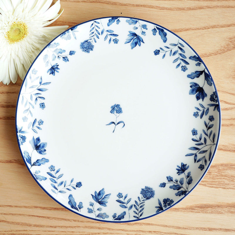 Porcelain Dinner Plates | Eden | White & Blue | Set of 2