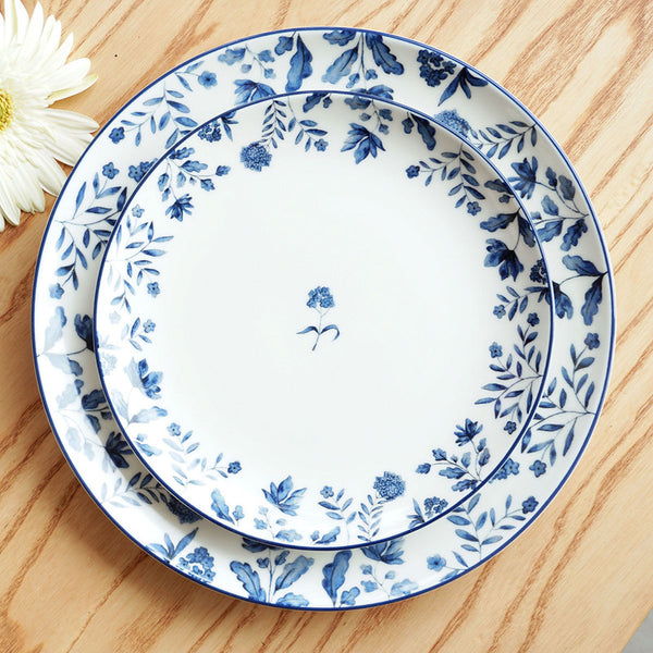 Porcelain Dinner Plates | Eden | White & Blue | Set of 2