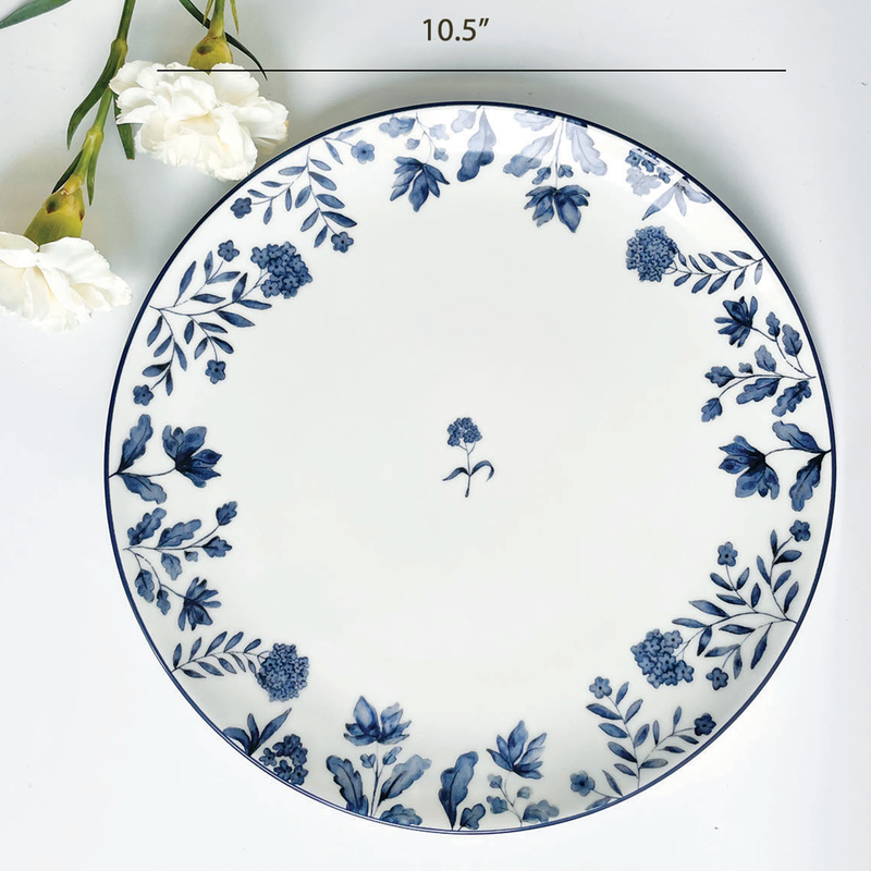 Porcelain Dinner Plates | Eden | White & Blue | Set of 2