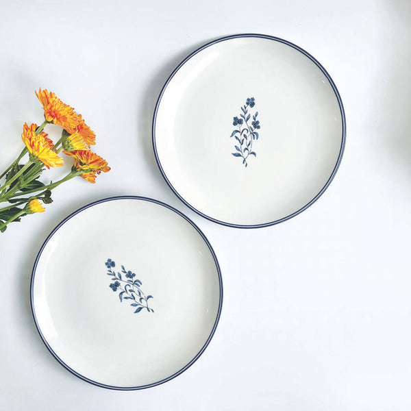 Porcelain Quarter Plates | Cicely | White & Blue | Set of 2