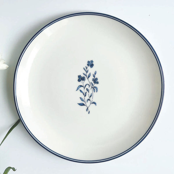 Porcelain Quarter Plates | Cicely | White & Blue | Set of 2