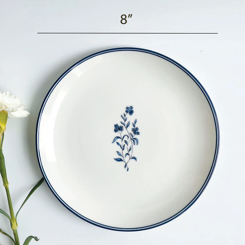 Porcelain Quarter Plates | Cicely | White & Blue | Set of 2