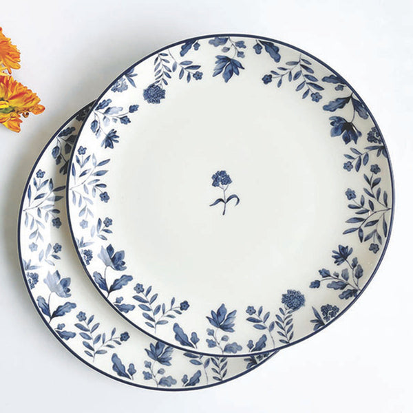 Porcelain Quarter Plates | Eden | White & Blue | Set of 2