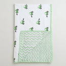 Mul Cotton Blanket for Kids | Reversible | White & Green | Reversible | White & Green | 101 x 152 cm