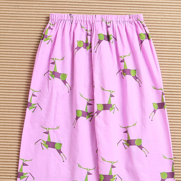 Kids Kurta Pajama Set | Cambric Cotton | Deer Print | Lavender Purple