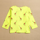 Kids Kurta Pajama Set | Cambric Cotton | Deer Print | Light Yellow