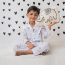 Cotton Night Suit for Kids | Elephant Design | White & Black