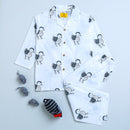 Cotton Night Suit for Kids | Duck Design | White & Black