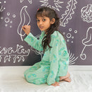 Cotton Night Suit for Kids | Mermaid Design | Sea Blue