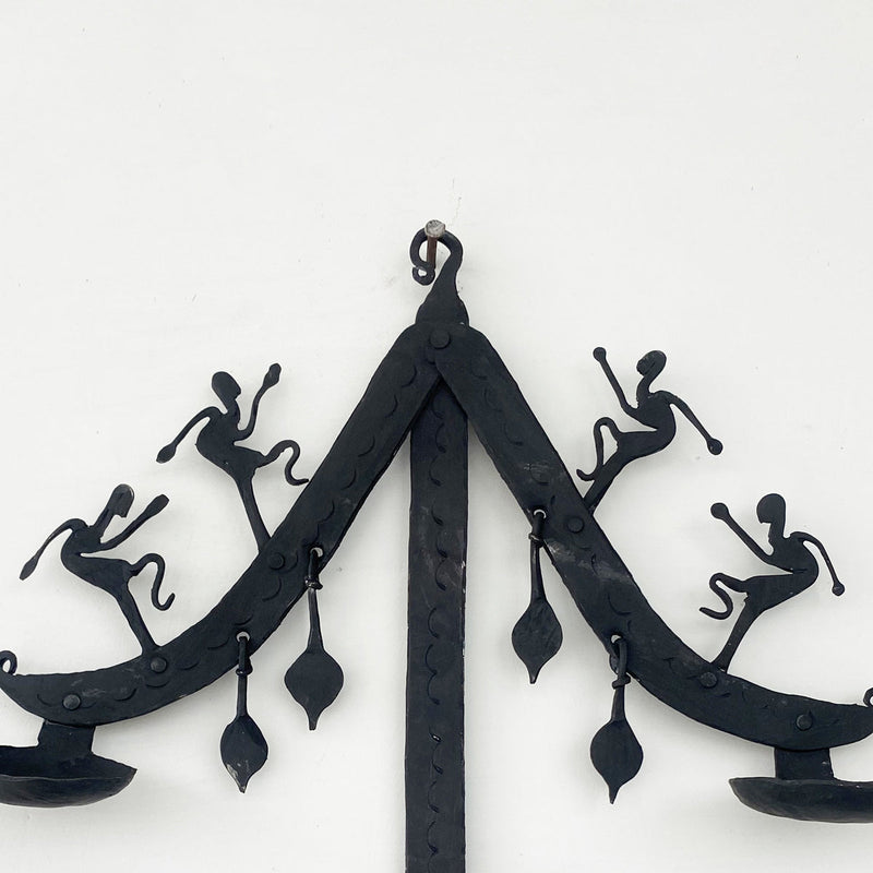 Wrought Iron Candle Holder | Tea Light Stand | Wall Hanging | Black | 10 inches