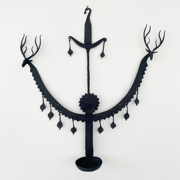 Wrought Iron Candle Holder | Tea Light Stand | Wall Mounted | Black | 18 inches