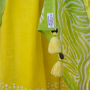 Mul Cotton Saree & Blouse Piece | Hand Block Print | Yellow & Green