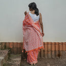 Mul Cotton Saree & Blouse Piece | Hand Block Print | Orange