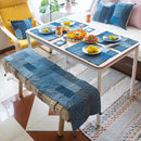 Upcycled Denim Table Runner | Spiral Design | Blue