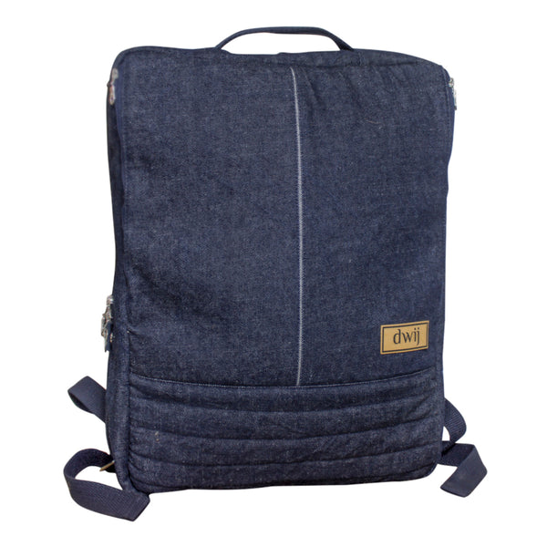 Upcycled Denim Office Backpack | Blue