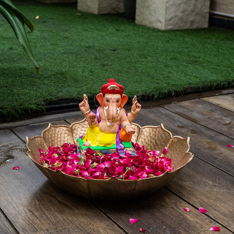 Lord Ganpati Idol | Eco Friendly Ganesh Idol | Clay | Mahabala Feta Ganpati | 6 inches