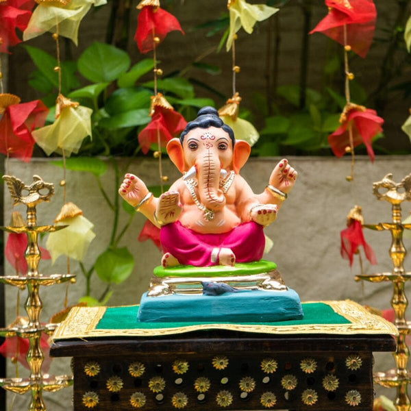 Lord Ganpati Idol | Eco Friendly Ganesh Idol | Clay | Bal Ganpati | 6 inches