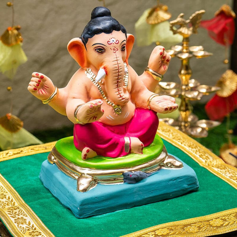 Lord Ganpati Idol | Eco Friendly Ganesh Idol | Clay | Bal Ganpati | 6 inches