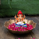Ganesha Idol for Pooja Room | Eco Friendly Ganpati Idol | Clay | Avighna Pagdi | 6 inches
