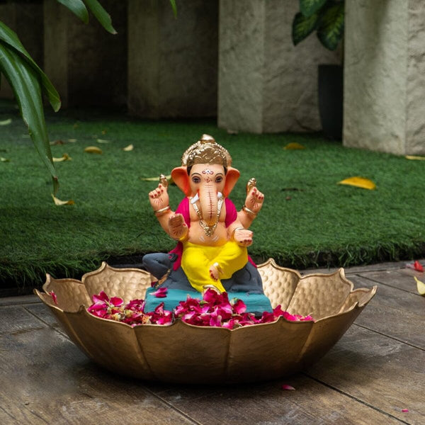 Lord Ganesh Idol | Eco Friendly Ganpati Idol | Clay | Gadadhara Ganpati | 6 inches