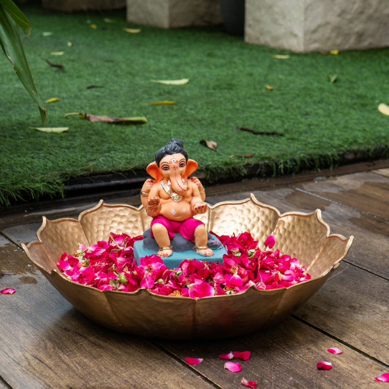 Ganesha Idol for Pooja Room | Eco Friendly Ganpati Idol | Clay | Kamal Ganesha | 6 inches