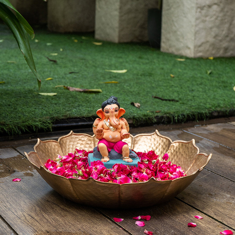 Ganesha Idol for Pooja Room | Eco Friendly Ganpati Idol | Clay | Kamal Ganesha | 6 inches