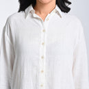 Linen Solid Shirt For Women | Full Sleeves | Drop Shoulder | Off White