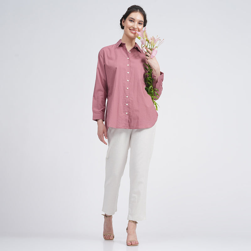 Organic Cotton Co Ord Set for Women |  Ash pink & Cream