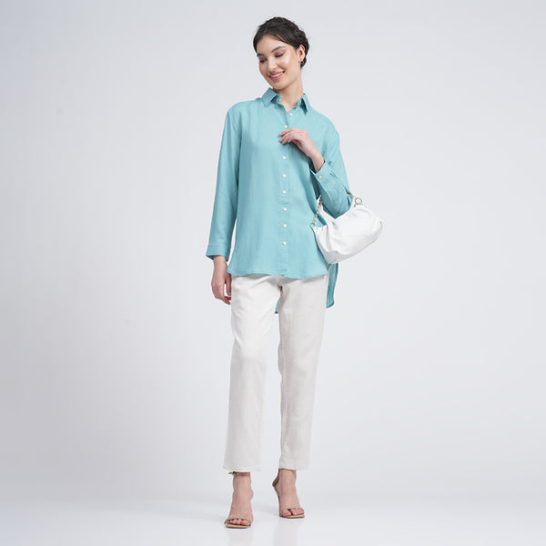 Organic Cotton Co Ord Set for Women | Blue & Cream