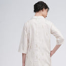 Organic Cotton Long Shirt for Women | Cream | Block Printed