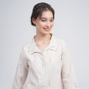 Organic Cotton Long Shirt for Women | Cream | Block Printed