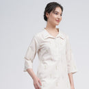 Organic Cotton Long Shirt for Women | Cream | Block Printed