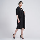 Cotton Tencel Long Shirt & Slip Dress | Black