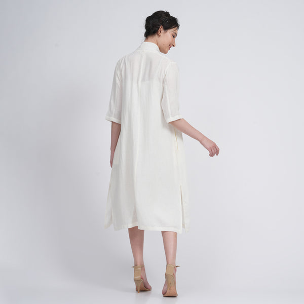 Cotton Tencel Long Shirt & Slip Dress | Cream