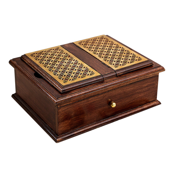 Wooden Holy Book Stand | with Drawer | Brown | 32 cm