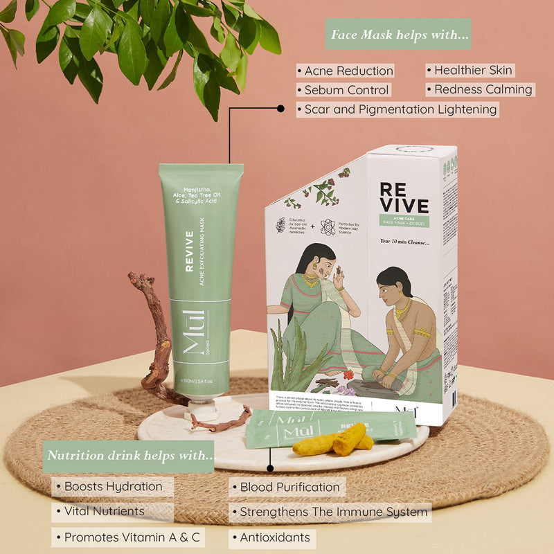 Revive Acne Exfoliating Care | 1 Facemask & 15 Sachets Of Nutrition Drink | Set of 2