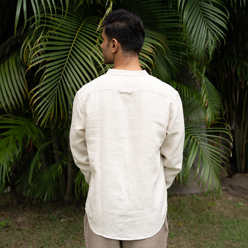 Linen Shirt for Men | Full Sleeves | Cream