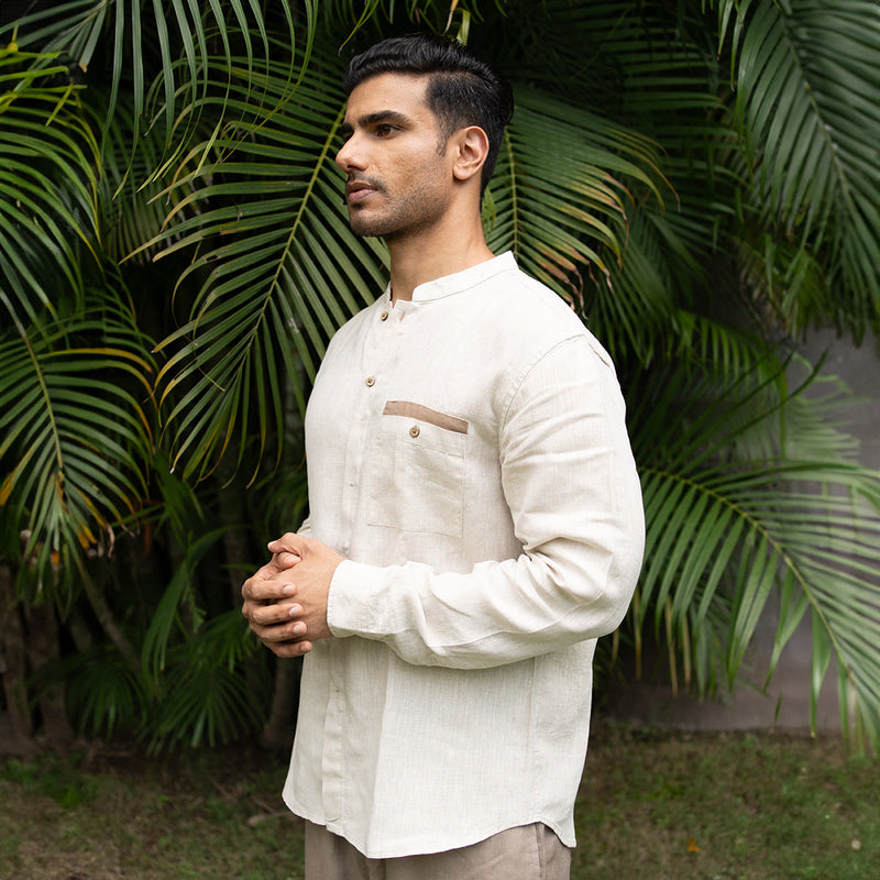 Linen Shirt for Men | Full Sleeves | Cream