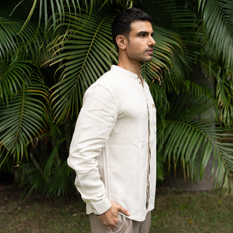 Linen Shirt for Men | Full Sleeves | Cream