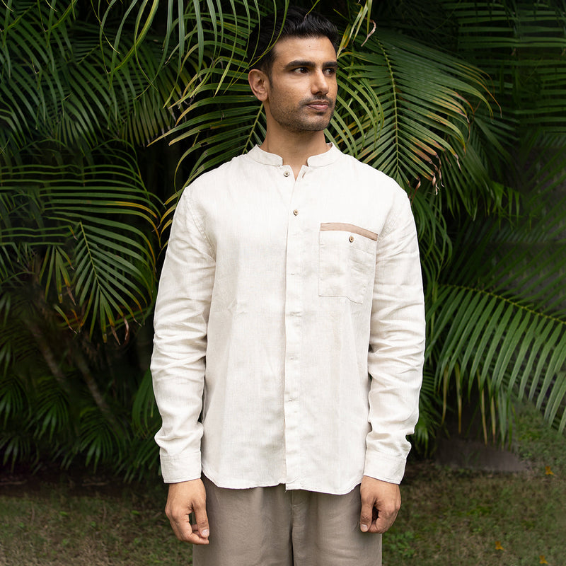 Linen Shirt for Men | Full Sleeves | Cream