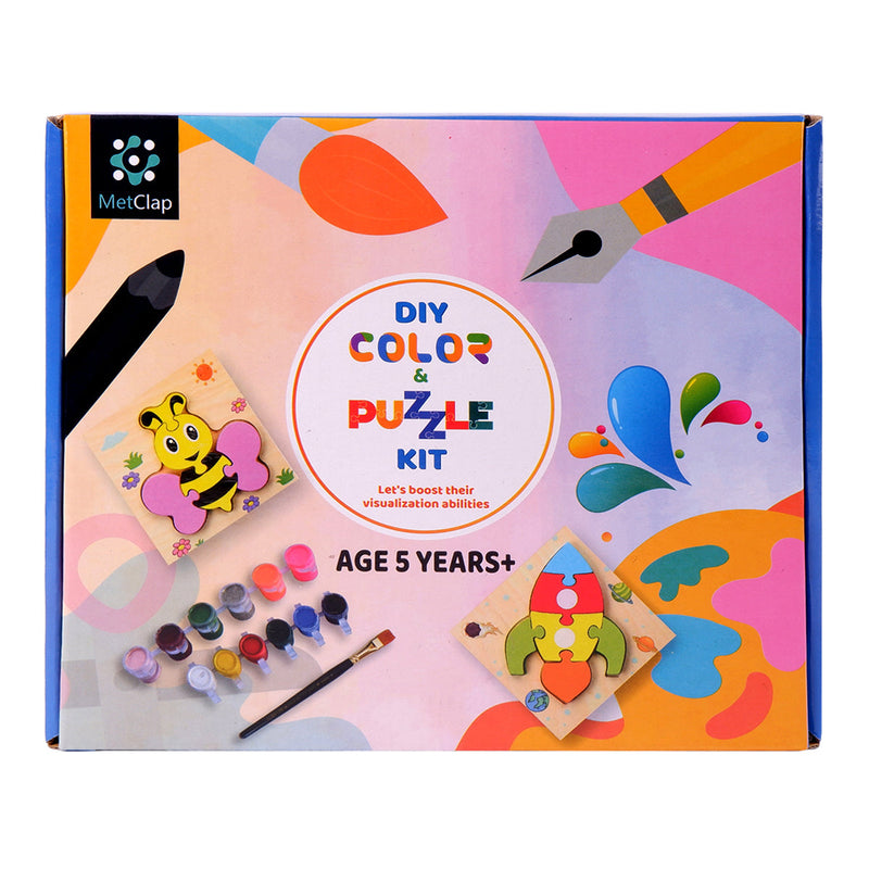 Animal Jigsaw Puzzle Game for Kids | 2 Board with puzzle cut & 12 water colour