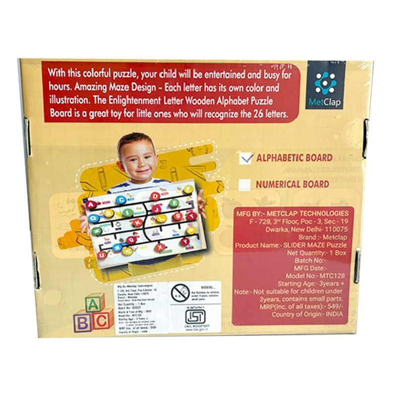 Wooden Toys for Kids | Slider Maze Alphabets | Multicolour