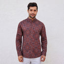 Kurta Style Shirt for Men | Organic Cotton Tencel | Half Sleeves | Maroon