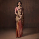 Chanderi Tissue Saree | Antique Gold & Pink